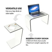 Lavish Home Acrylic Side Table, Multipurpose C Shaped End Table, Laptop Lap Desk, Modern Acrylic Furniture for Living Room, Bedroom and Office