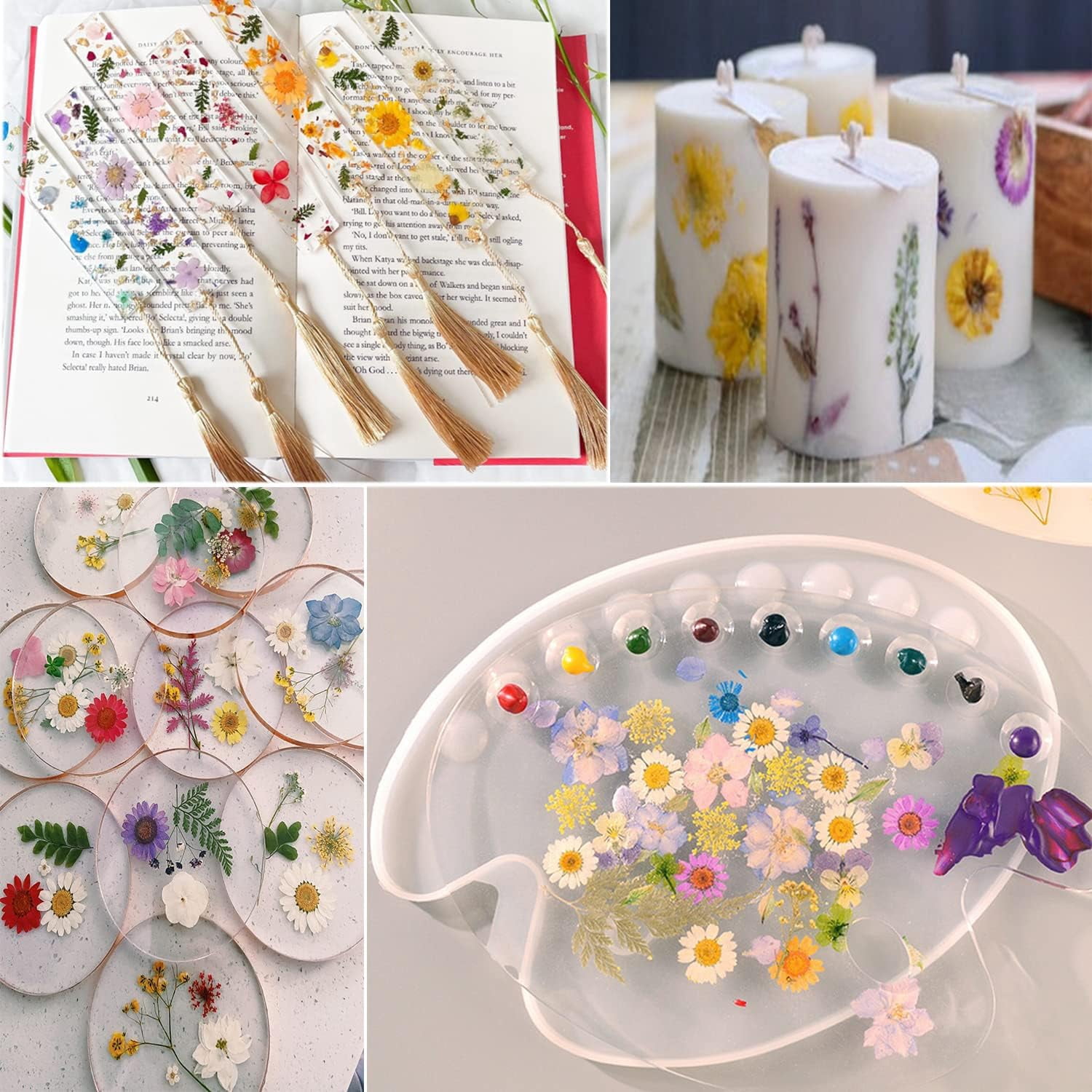 269PCS Dried Pressed Flowers for Resin Craft - Real Nature Flowers Set with Butterfly Stickers for DIY Jewelry Nail Scrapbook Art Floral Decors Iridescent