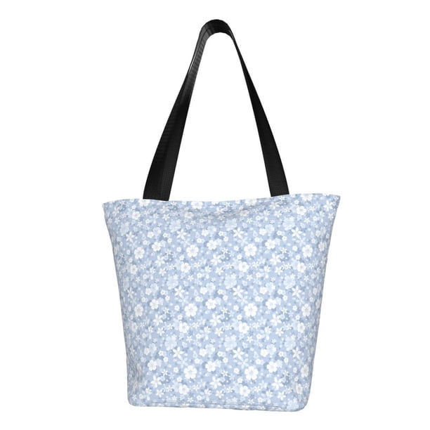 Balery Gray White Floral Bolsa de Hombro con Diseño, Bolsa Grande y Duradera, Bolsa Versátil para Compras
