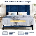 thumbnail image 6 of Full Size Blue Velvet Upholstered Platform Bed Frame with Adjustable Vertical Channel Headboard, Wooden Slats, No Box Spring Needed, 6 of 7