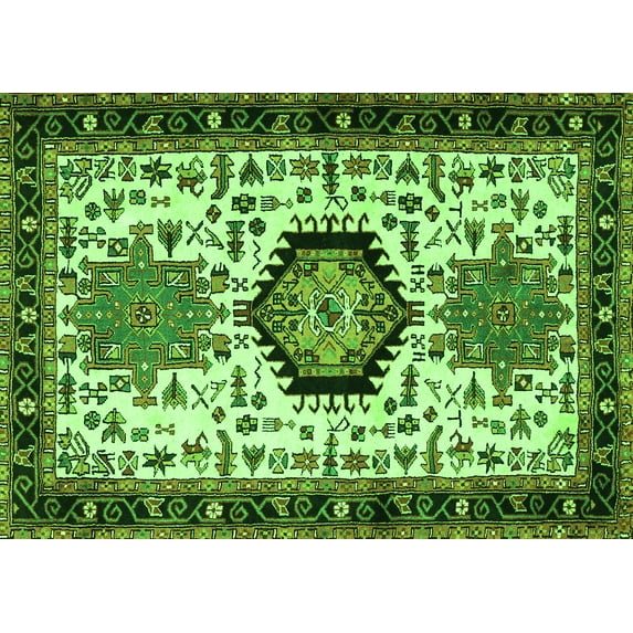 Ahgly Company Indoor Rectangle Persian Green Traditional Area Rugs, 2' x 3'