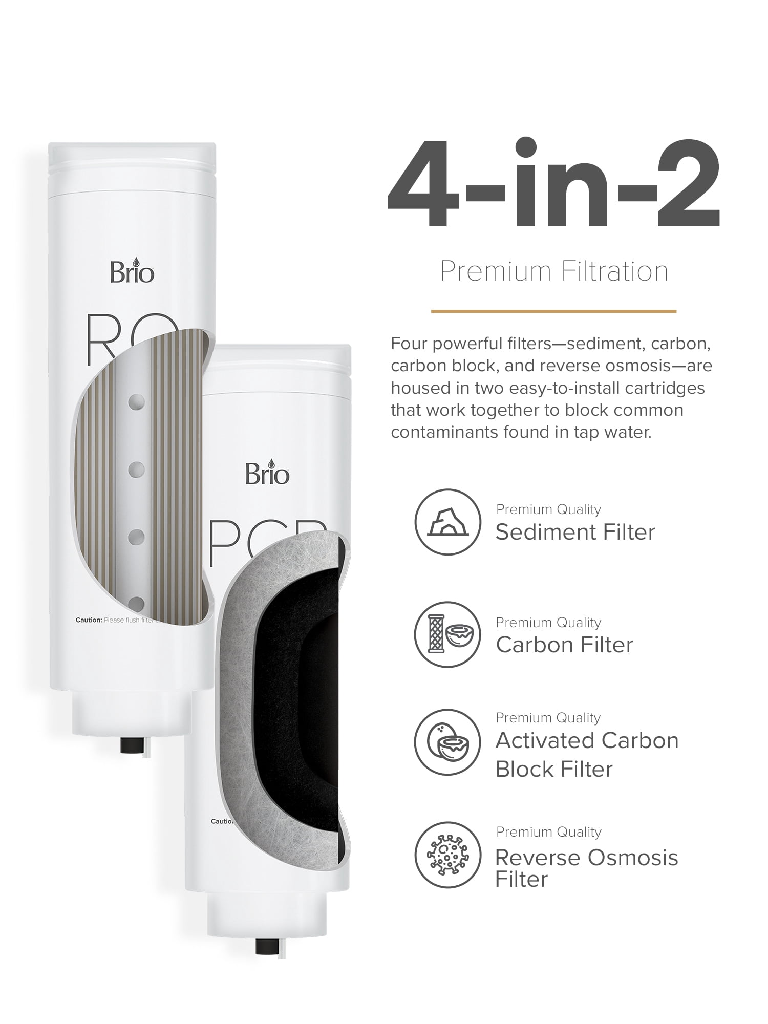 Brio G20-U Tankless Reverse Osmosis Water Filtration System with Smart Faucet, 700 GPD, 2:1 Pure to Drain, 4-in-2 Filtration