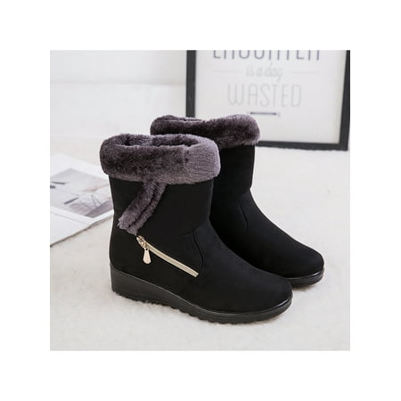

Eloshman Women’s Winter Boots – Suede Leather Faux Fur Lined Wind Resistant Ankle Boots