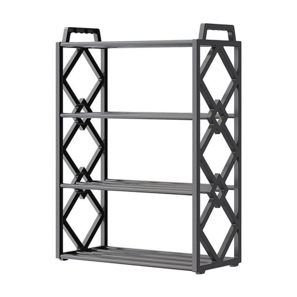 Zapatero de 4 niveles, zapatero de plástico, multinivel, para entrada, armario, dormitorio, fácil montaje, rejillas de ventilación, 54 x 47 x 19 cm.