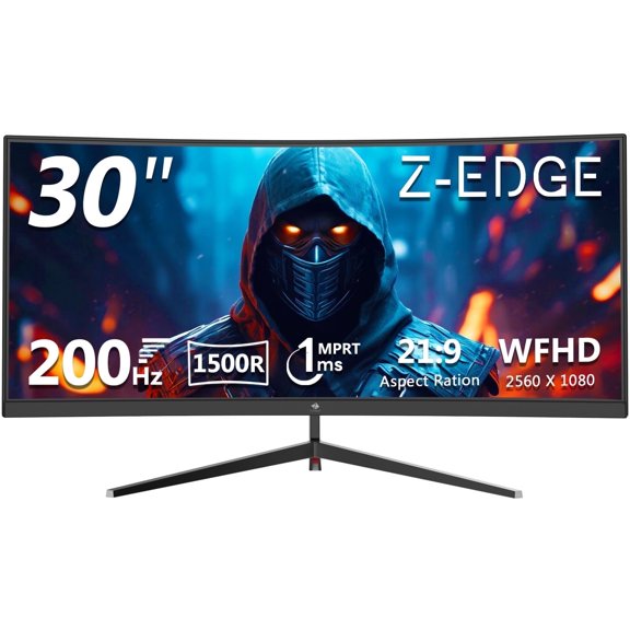 Z-EDGE UG30 30-Inch Curved Gaming Monitor 200Hz 1ms 21:9 Ultrawide 2560x1080 HDMI DP Port RGB