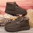 thumbnail image 5 of Womens Snow Boots Slip on Furry Lined Winter Loafers Quilted Waterproof Leather Platform Ankle Booties Coffee 8.5, 5 of 7