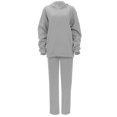 thumbnail image 5 of YUEHUA Women's 2 Piece Outfits Bow Trim Graphic Print Hoodie Sweatsuit Sets Oversized Sweatshirt Wide Leg High Waist Sweatpants Tracksuit With Pocketsc, 5 of 5