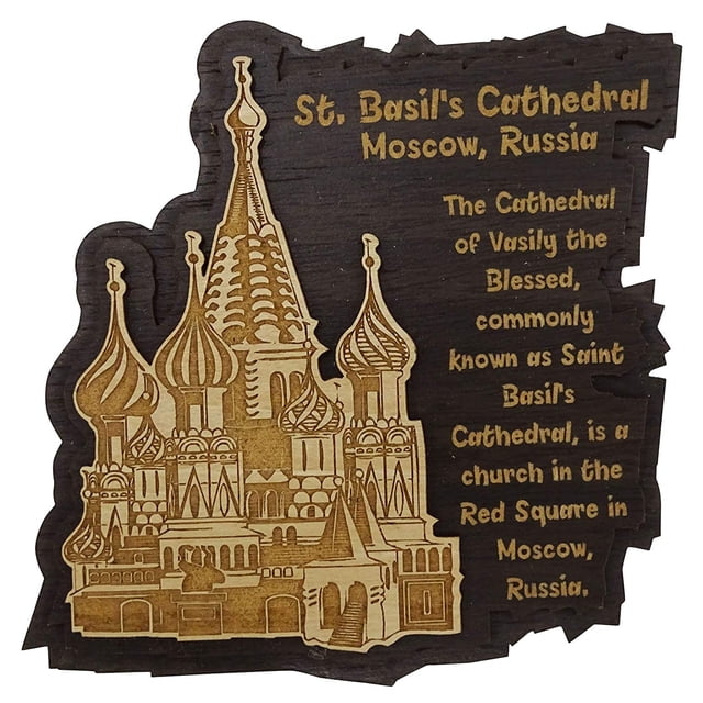 Printtoo Souvenir St Basil Cathedral Moscow Gift Wooden Engraved Fridge Magnet