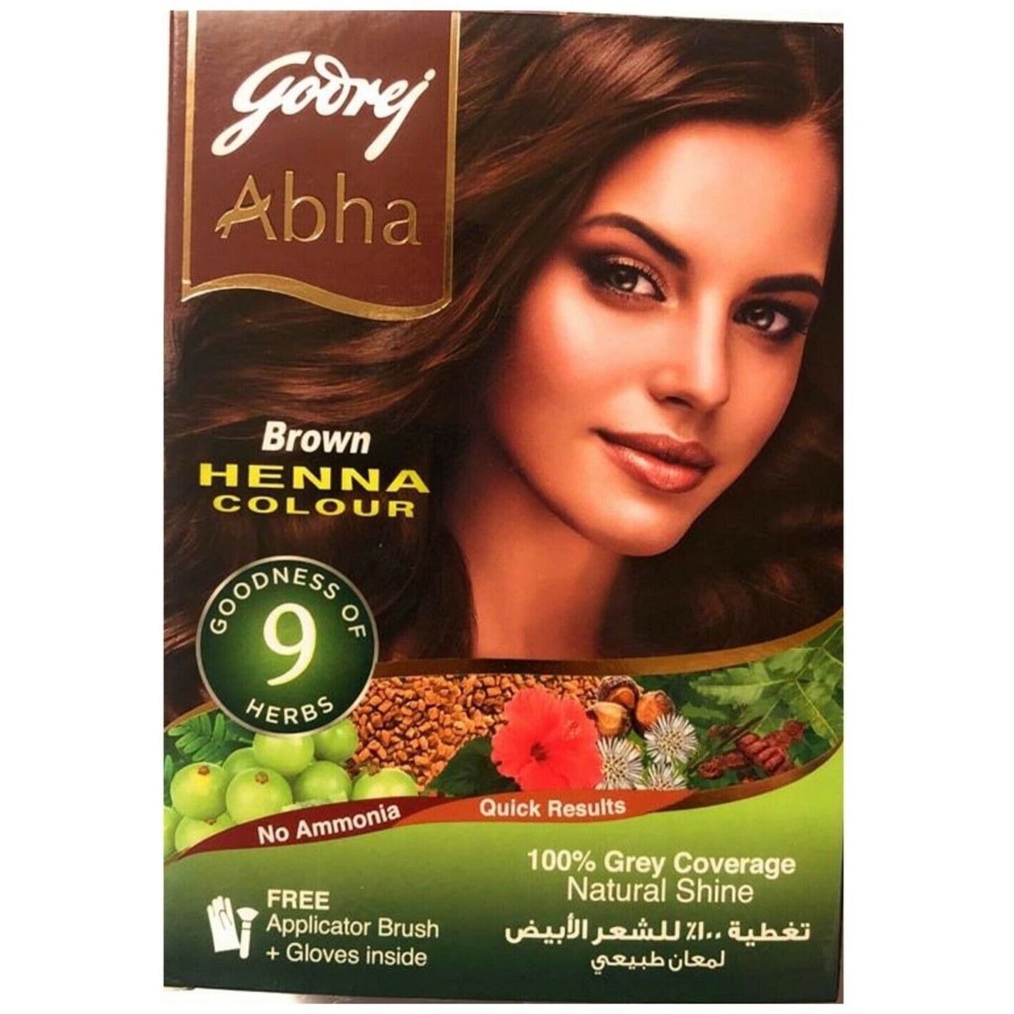 Pack Of 2 Godrej Abha Henna Mehendi Natural Brown Color 9 Herbs 10