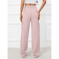 thumbnail image 7 of Chiclily Women Wide Leg Lounge Pants Sakura Pink M Work Business Casual Loose High Waisted Dress Palazzo Flowy Trousers with Pockets, 7 of 7