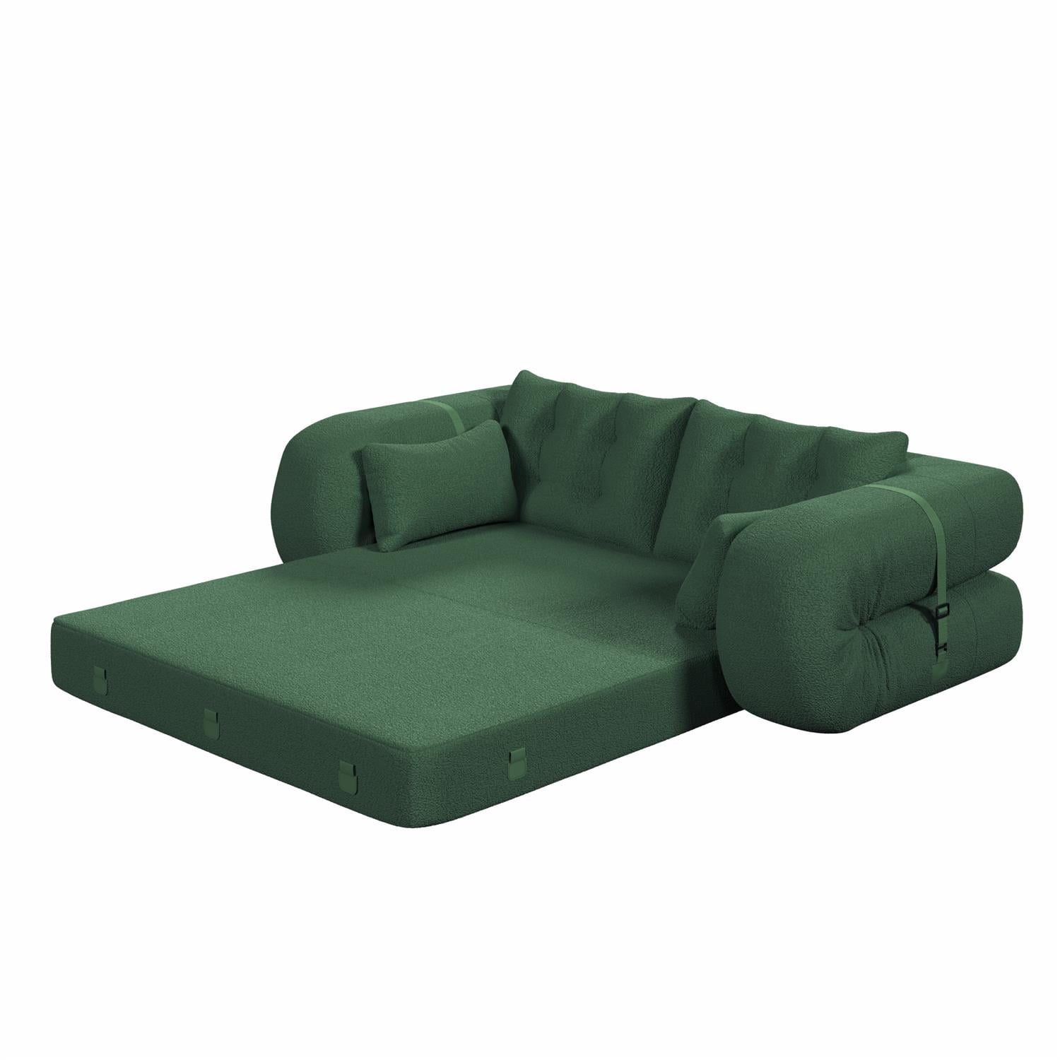 Demi Bonn 78" Cozy Sofa Couch, Foldable 3-in-1 Sleeper Bed, Multi-Functional Lazy Sofa for Living Room, Playroom, Comfortable Foam-Filled, Green