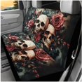 thumbnail image 3 of Binienty Gothic Skull and Rose Car Seat Covers Front Split Rear 14 Pack with 15 Inch Steering Wheel Cover Armrest Cover Headrest Covers Seat Belt Pads Universal Vehicle Interior Set, 3 of 8