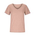 thumbnail image 4 of Timegard Tops for Women Summer Short Sleeve V Neck Tops Casual Loose Comfy Basic Tee Shirts Solid Color, 4 of 6