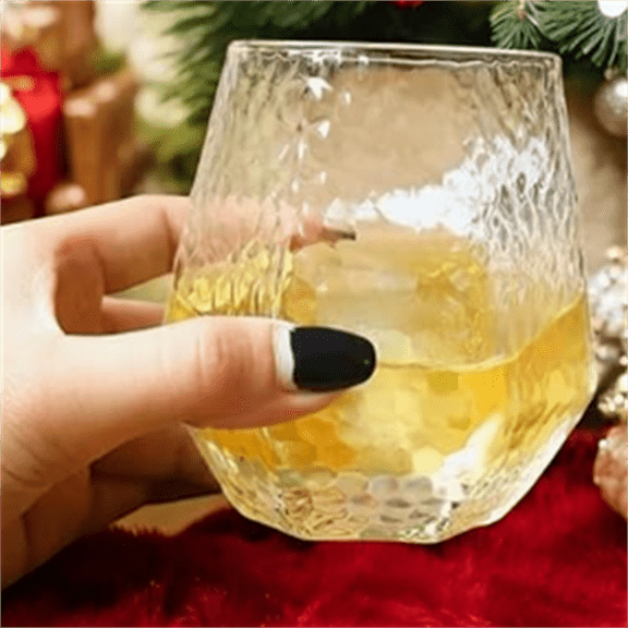 40 count Diamond Unbreakable Stemless Plastic Wine Champagne Whiskey Glasses Elegant Durable Disposable Indoor Outdoor Ideal for Home, Office, Bars, Wedding, 12 Ounce Cups (Hammered Clear)