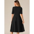 thumbnail image 3 of DARING DIVA V Neck Half Sleeve Swing Vintage Dress L Black, 3 of 6