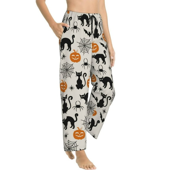 Halloween Pajama Pants Women - halloween pumpkin cat Halloween Costumes Lounge Pants PJ Pants Yoga Pants Women