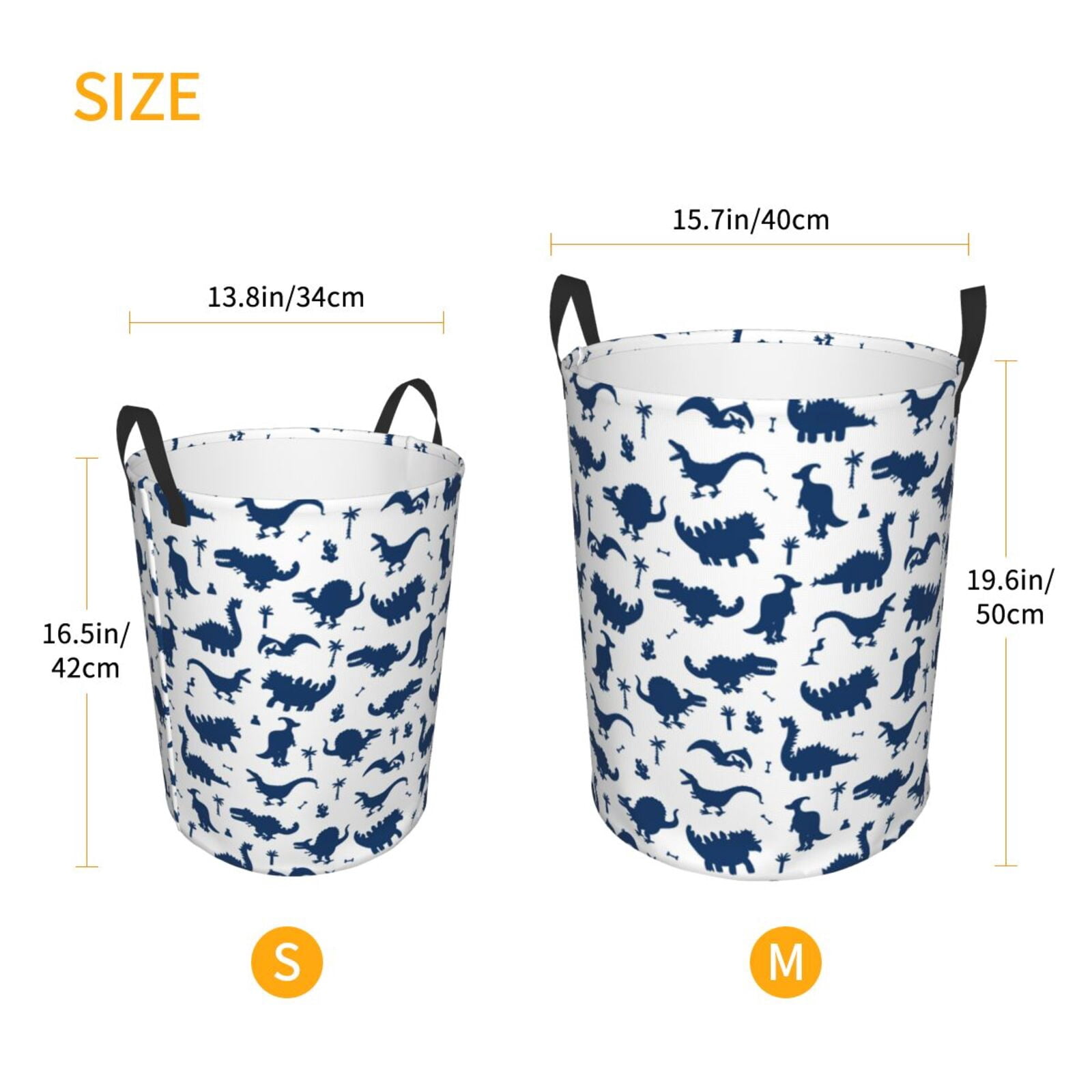 Large Laundry Basket with Handles - Cute Cartoon Dinosaurs Kids Baby Dirty Clothes Laundry Hamper for Bedroom Aesthetic