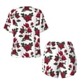 thumbnail image 6 of Wukai Rose Flowers Women's Pajama Set,Short-Sleeve Top and Shorts with Elastic Waistband and Pockets for Loungewear, Yoga, and Casual Wear-4X-Large, 6 of 8