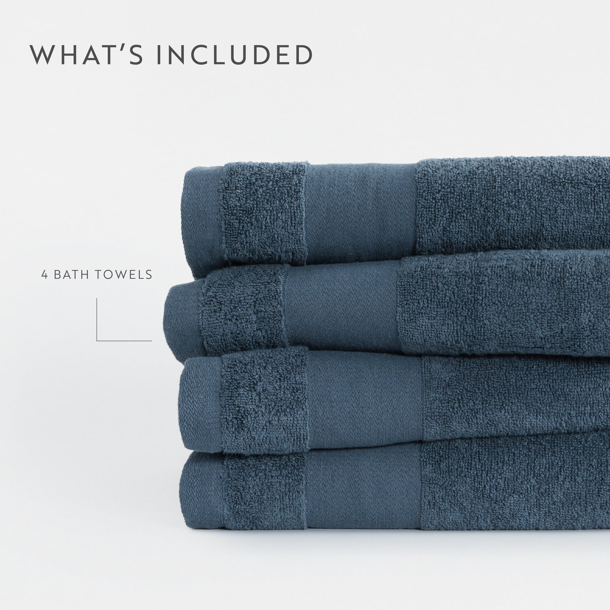 Luxury Hotel 4-Piece Bath Towel Set in Navy - Soft and Absorbent for Quick Drying by Comfort Canopy
