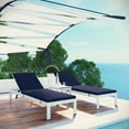 thumbnail image 2 of Modern Contemporary Urban Design Outdoor Patio Balcony Three PCS Chaise Lounge Chair, Navy Blue White, Aluminum, 2 of 8