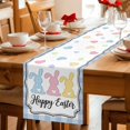 thumbnail image 4 of Happy Easter Cotton Linen Table Runner for Dining Kitchen, Colorful Rabbits Cartoon Blue Plaid Wedding Outdoor Party Tablerunners Decoration, Dresser Scarf Coffee Tablecloth Runners 13x90 Inches, 4 of 8