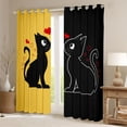 thumbnail image 2 of jejeloiu Cute Cartoon Cat Curtains Pack of 2 (42x84 Each),Kawaii Kitten Loves Curtains Blackout,Yellow Black Bedroom Curtains For Girls Kids,Breathable Home Decor, 2 of 6