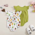 thumbnail image 2 of Actgleam Baby Girls Summer Sleeveless Romper Cotton Cute Print Pattern Infant Bodysuits,Light Green,2 pieces,6-9 months, 2 of 7