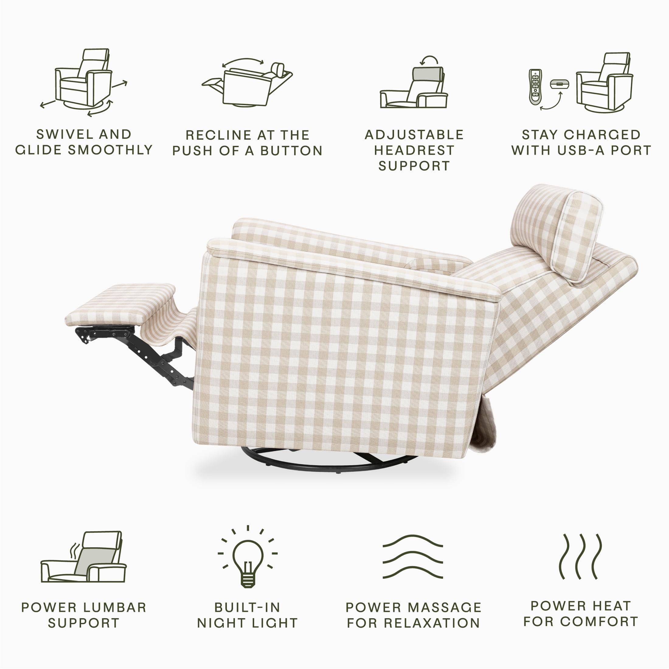 Namesake Willa Deluxe Power Recliner and Swivel Glider with Heat and Massage