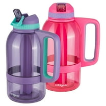 COOL GEAR 2-Pack 64 oz System Sports Water Bottle with Freezer Stick and Handle | Durable, Shatter Resistant Tritan™ Material - Purple/Pink