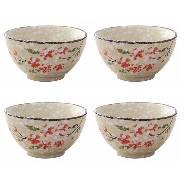 4Pcs Japanese Style Food Bowls Durable Tablewares Soup Bowls Home Storage Bowls
