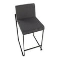 thumbnail image 3 of LumiSource Black Steel, Charcoal Fabric Fuji High Back Counter Stool - Set of 2, 3 of 8