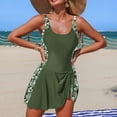 thumbnail image 7 of Sakmal One Piece Swimsuits Women Tummy Control Swim Dress Bathing Suit Crew Neck Vacation Green Ladies Swimsuit L, 7 of 7