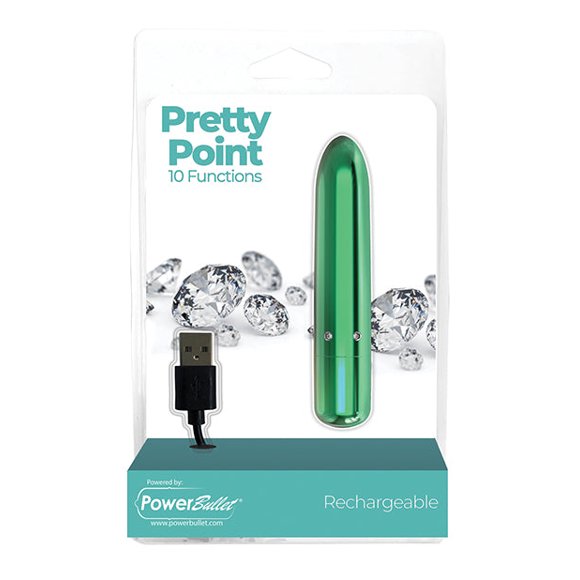 Pretty Point Rechargeable Bullet - 10 Functions Teal