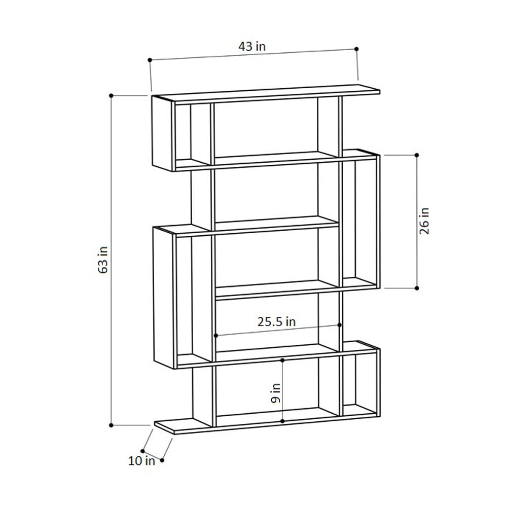 Ada Home Decor Furniture Multiple Tier Open Shelf Anthracite Light Mocha Blair Modern Bookcase