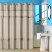Hookless White/Brown Polyester Shower Curtain - Walmart.com - Walmart.com