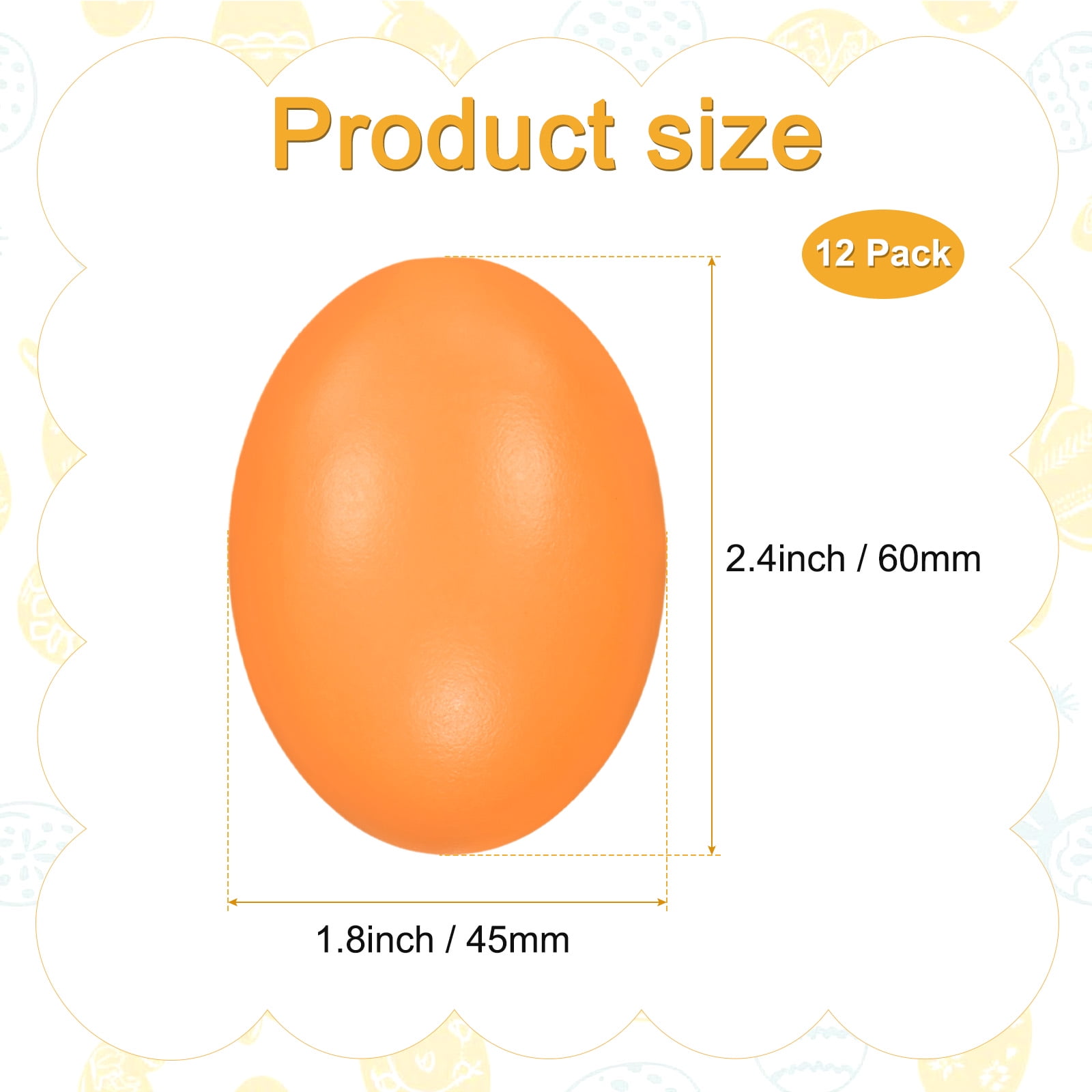 Uxcell 12-Pack Wooden Fake Eggs, 2.4 Inch Quality Wooden Easter Eggs DIY Painting Solid Egg for DIY [Yellow]