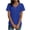 Blue, variant on Women's Summer Tops V-Neck Short Sleeve Blouse Button Front Lace Sleeves Fitted Waist Cinching Casual Fashion Tunic, Pink XXL