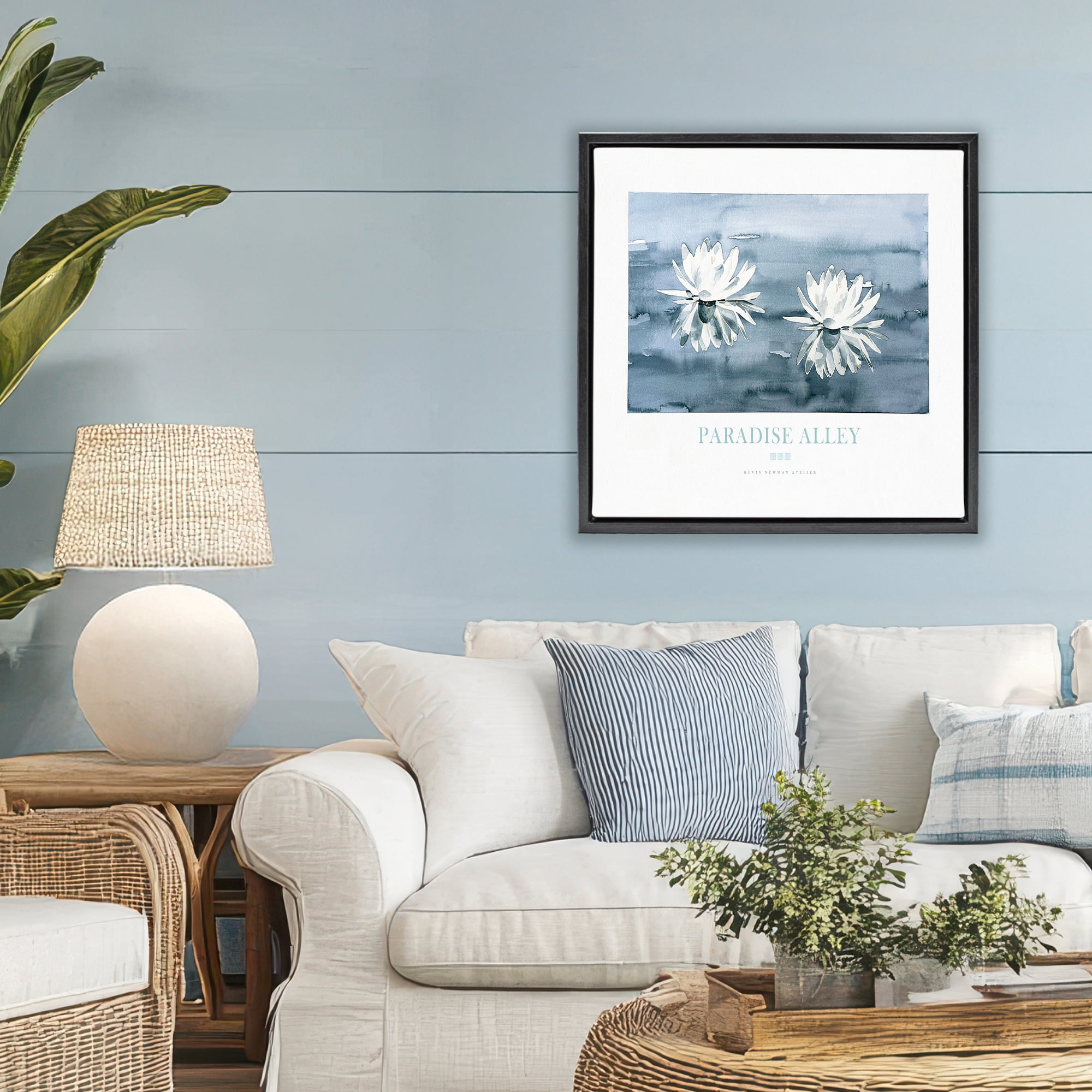 Stupell Industries Paradise Alley Water Lilies Black Framed Floater Canvas Wall Art, design by Jadei Graphics