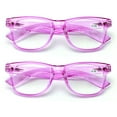 thumbnail image 2 of 2 Pairs Transparent Neon Color Deluxe Reading Glasses - Comfortable Stylish Simple Readers Magnification +6.00, 2 of 3