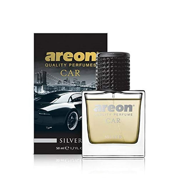 Areon MCP05 Parfum désodorisant de voiture pour homme femme 1,7 Fl Oz.  (50ml) Bouteille en verre, ARGENT 