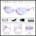 thumbnail image 3 of SA106 Womens Simple Classical Oval Thin Plastic Sunglasses / Pink Frame - Blue Lens, 3 of 8