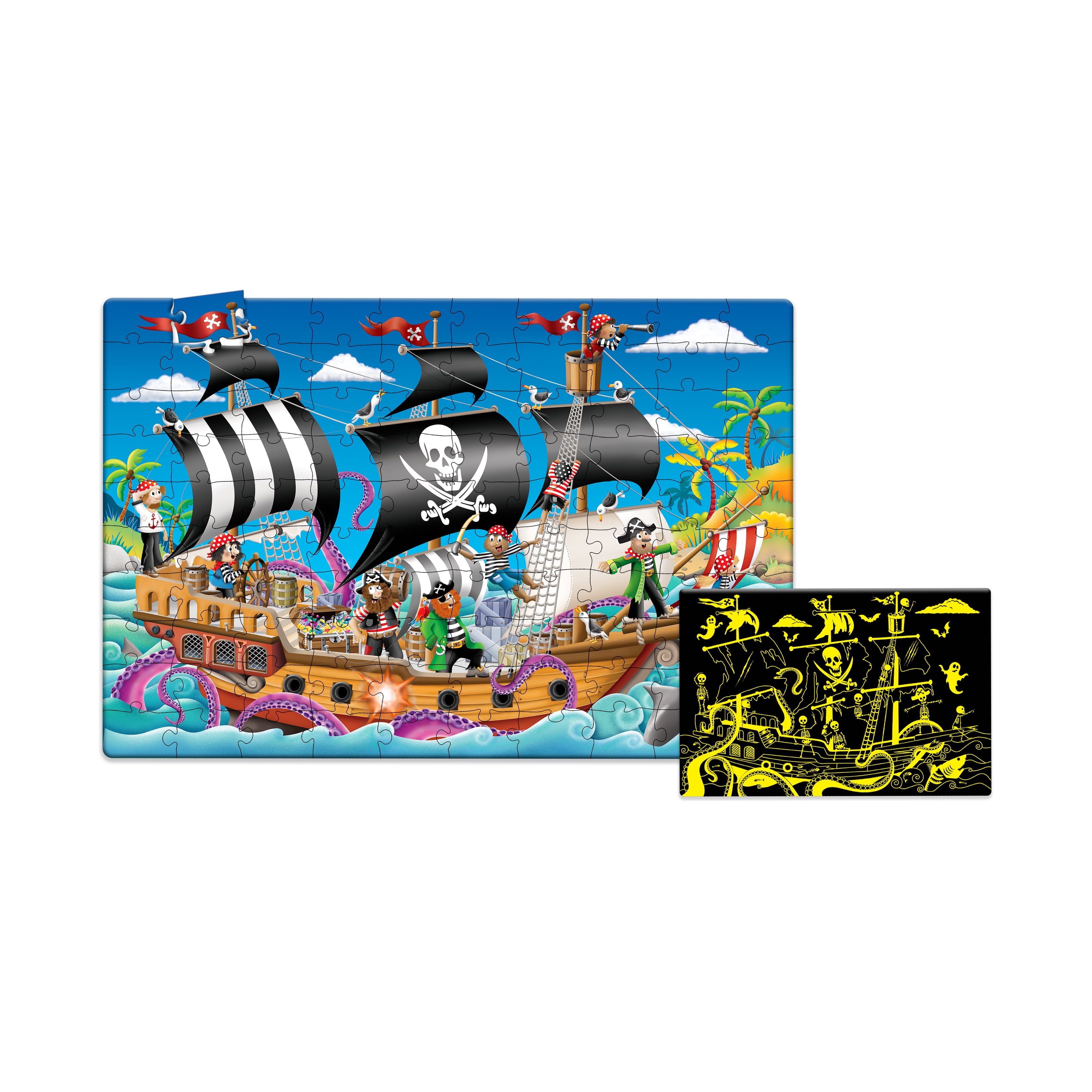 The Learning Journey Puzzle Doubles! - Glow in the Dark Pirate Ship: 100 Pcs