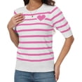 thumbnail image 1 of GHSDFBB Chandail pour Femmes Col Rond Manches Courtes/longues Chandail en Forme de Cœur, 1 of 6