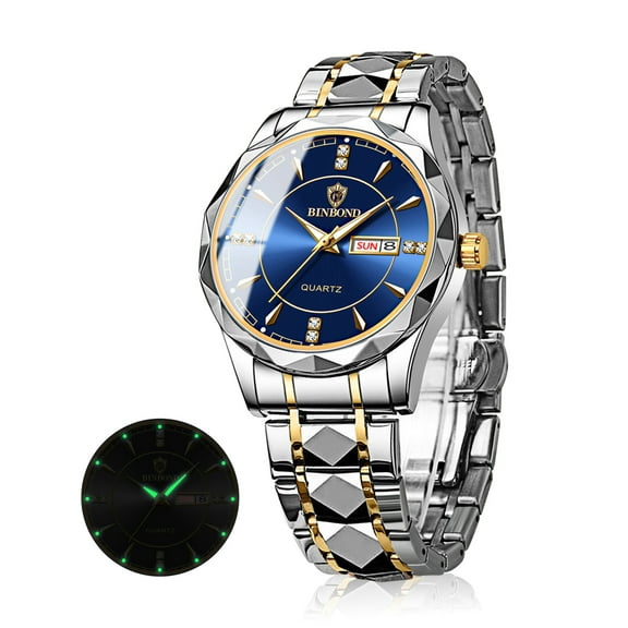 TSV Waterproof Men's Watch, Stainless Steel Quartz Luminous Classic Business Wristwatch