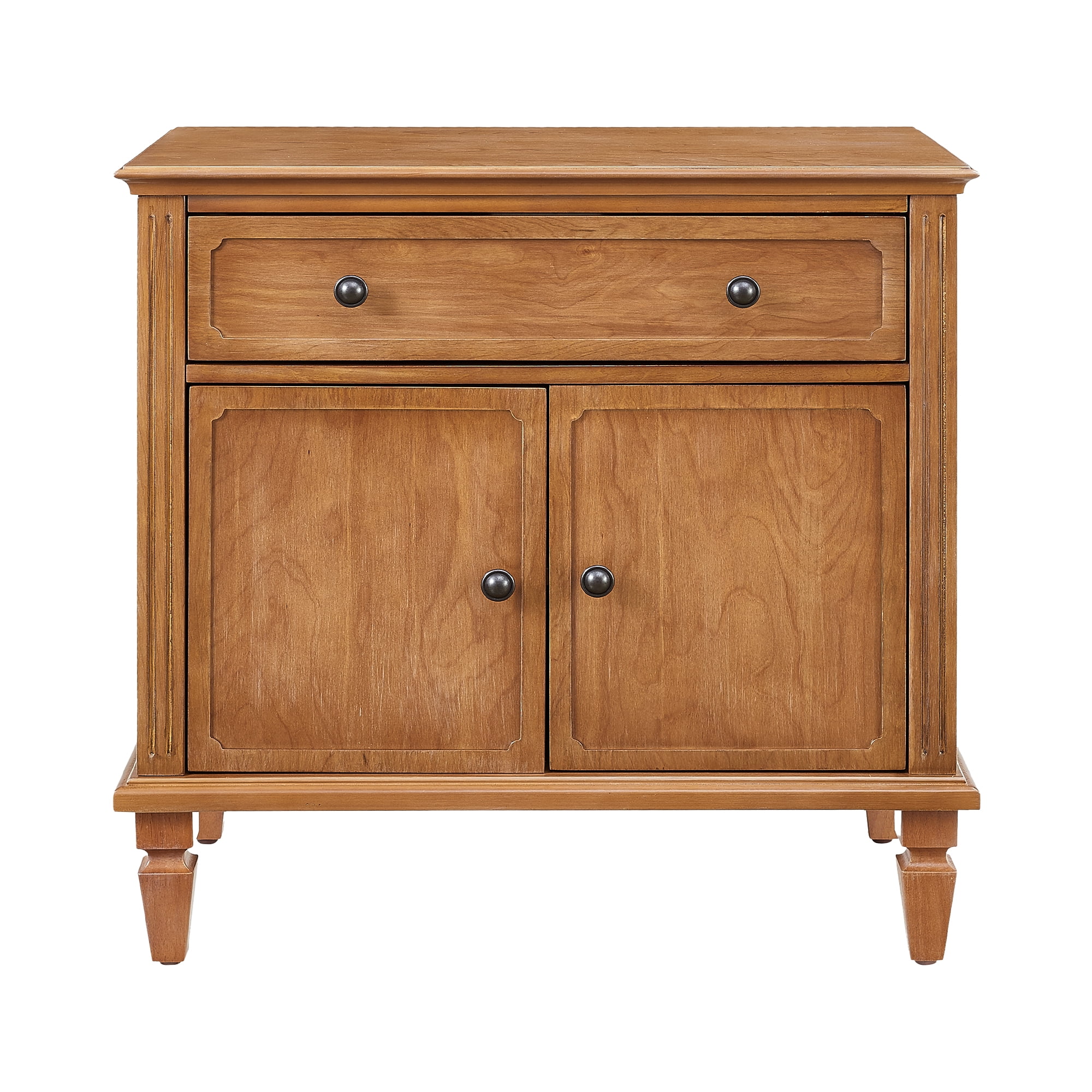 Farmhouse Nightstand with Charging Station and 2 Drawers, Wood Bedside Table with USB and Type-C Ports for Bedroom, Natural