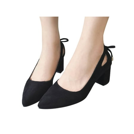

Difumos Women Lightweight Low Top Dress Pump Shoes Anti-Slip Slip On Pumps Formal High Heels Black 5.5