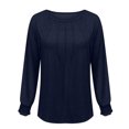 thumbnail image 7 of ATOYSOY Women's Long Sleeve Tees Fall Winter Loose Tops Outwear Solid Color Pullover Clearance Crew Neck Sweatshirts Fashion Casual Cotton Shirts Pleated Blue XL, 7 of 7