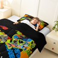 thumbnail image 3 of Manfei Sporty Motorbike Twin Comforter Sets,Colorful Letter Print Bedding Set,Black Reversible,2pcs,1 Comforter and 1 Pillowcase, 3 of 7