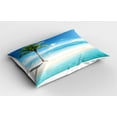 thumbnail image 2 of Ambesonne Coastal Pillow Sham 2 Pack, Idyllic Scenery Sunbeam, 36"x20", Aqua White Green, 2 of 3