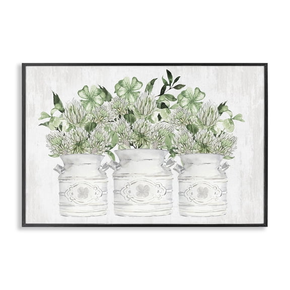 Stupell Industries Cottage Spring Potted Clovers Black Framed Giclee Art, 18 x 12, by Lettered and Lined
